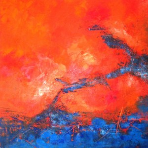 50x50 huile inspire de Zao Wou Ki