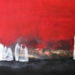 60x50 cm acryl goudron collage - vendu